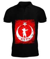 Göktürk,Göktürk logosu,Türkiye. Siyah Erkek Kısa Kol Polo Yaka - Tisho