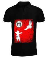 Göktürk,Göktürk logosu,Türkiye. Siyah Erkek Kısa Kol Polo Yaka - Tisho