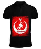 Göktürk,Göktürk logosu,Türkiye. Siyah Erkek Kısa Kol Polo Yaka - Tisho