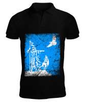 Göktürk,Göktürk logosu,Türkiye. Siyah Erkek Kısa Kol Polo Yaka - Tisho