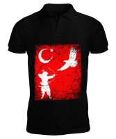 Göktürk,Göktürk logosu,Türkiye. Siyah Erkek Kısa Kol Polo Yaka - Tisho