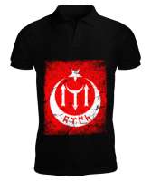 Göktürk,Göktürk logosu,Türkiye. Siyah Erkek Kısa Kol Polo Yaka - Tisho