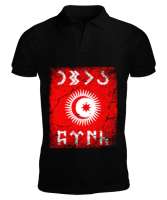 Göktürk,Göktürk logosu,Türkiye. Siyah Erkek Kısa Kol Polo Yaka - Tisho