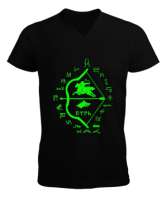 Göktürk,Göktürk logosu,Türkiye. Siyah Erkek Kısa Kol V Yaka Tişört - Tisho