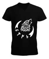 Göktürk,Göktürk logosu,Türkiye. Siyah Erkek Kısa Kol V Yaka Tişört - Tisho