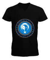 Göktürk,Göktürk logosu,Türkiye. Siyah Erkek Kısa Kol V Yaka Tişört - Tisho