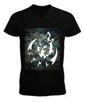 Göktürk,Göktürk logosu,Türkiye. Siyah Erkek Kısa Kol V Yaka Tişört - Tisho