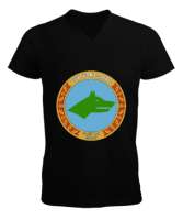 Göktürk,Göktürk logosu,Türkiye. Siyah Erkek Kısa Kol V Yaka Tişört - Tisho