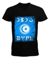 Göktürk,Göktürk logosu,Türkiye. Siyah Erkek Kısa Kol V Yaka Tişört - Tisho