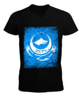 Göktürk,Göktürk logosu,Türkiye. Siyah Erkek Kısa Kol V Yaka Tişört - Tisho