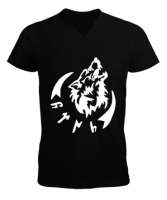 Göktürk,Göktürk logosu,Türkiye. Siyah Erkek Kısa Kol V Yaka Tişört - Tisho