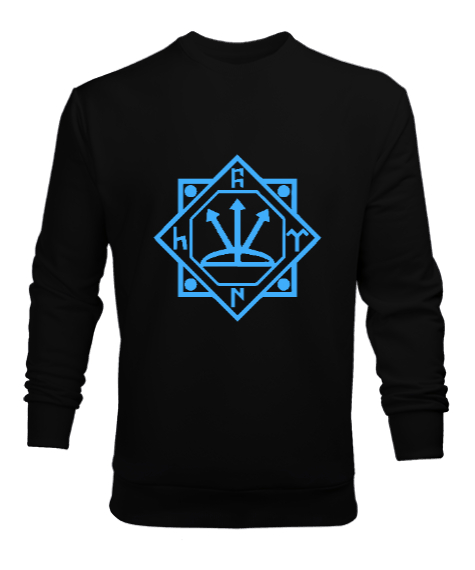 Tisho - Göktürk,Göktürk logosu,Türkiye. Siyah Erkek Sweatshirt