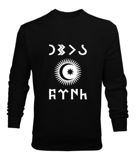 Tisho - Göktürk,Göktürk logosu,Türkiye. Siyah Erkek Sweatshirt