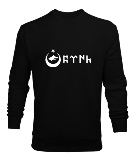 Tisho - Göktürk,Göktürk logosu,Türkiye. Siyah Erkek Sweatshirt