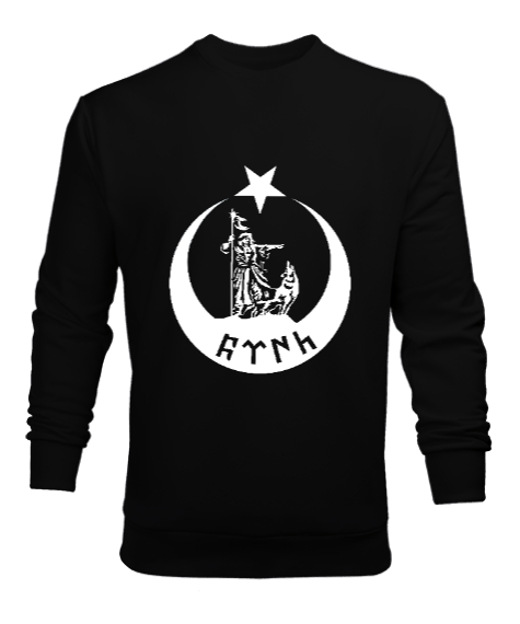 Tisho - Göktürk,Göktürk logosu,Türkiye. Siyah Erkek Sweatshirt