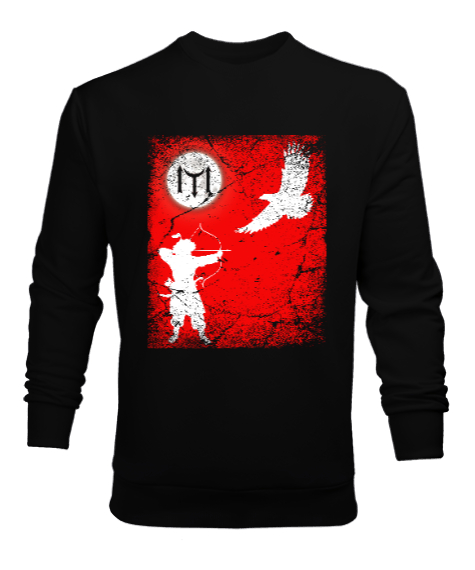 Tisho - Göktürk,Göktürk logosu,Türkiye. Siyah Erkek Sweatshirt