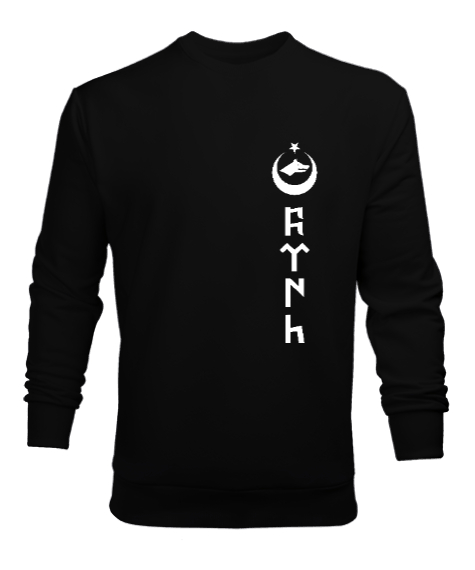 Tisho - Göktürk,Göktürk logosu,Türkiye. Siyah Erkek Sweatshirt