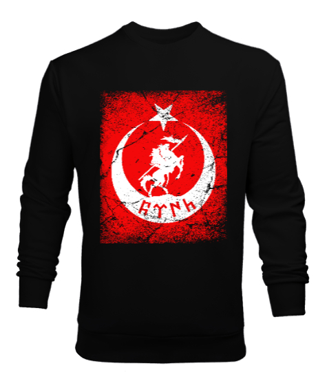 Tisho - Göktürk,Göktürk logosu,Türkiye. Siyah Erkek Sweatshirt