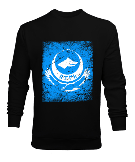 Tisho - Göktürk,Göktürk logosu,Türkiye. Siyah Erkek Sweatshirt