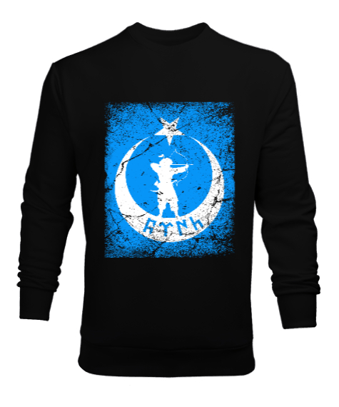 Tisho - Göktürk,Göktürk logosu,Türkiye. Siyah Erkek Sweatshirt