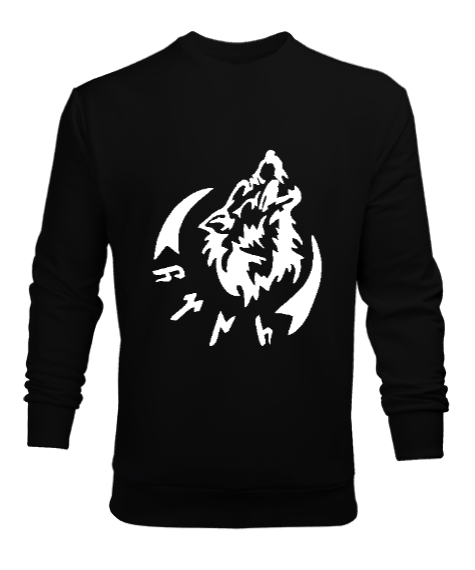 Tisho - Göktürk,Göktürk logosu,Türkiye. Siyah Erkek Sweatshirt