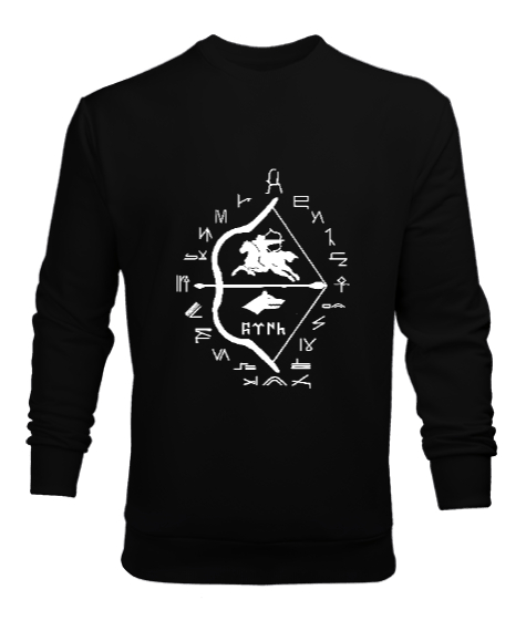 Tisho - Göktürk,Göktürk logosu,Türkiye. Siyah Erkek Sweatshirt