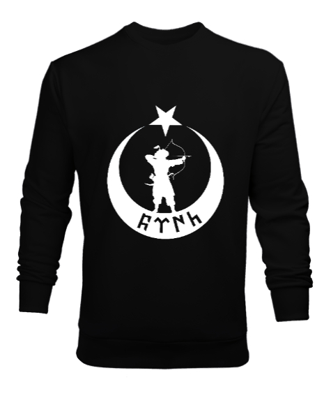 Tisho - Göktürk,Göktürk logosu,Türkiye. Siyah Erkek Sweatshirt