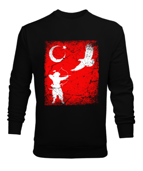 Tisho - Göktürk,Göktürk logosu,Türkiye. Siyah Erkek Sweatshirt