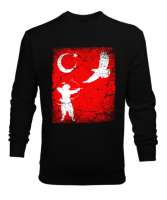 Göktürk,Göktürk logosu,Türkiye. Siyah Erkek Sweatshirt - Tisho