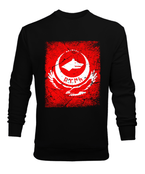 Tisho - Göktürk,Göktürk logosu,Türkiye. Siyah Erkek Sweatshirt