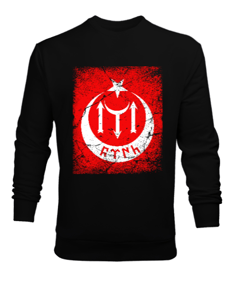 Tisho - Göktürk,Göktürk logosu,Türkiye. Siyah Erkek Sweatshirt