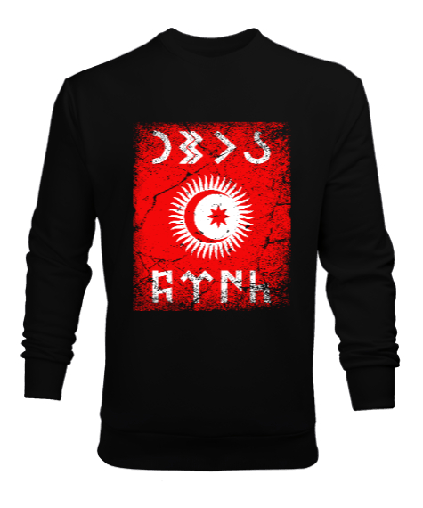 Tisho - Göktürk,Göktürk logosu,Türkiye. Siyah Erkek Sweatshirt