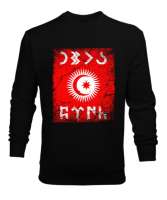 Göktürk,Göktürk logosu,Türkiye. Siyah Erkek Sweatshirt - Tisho