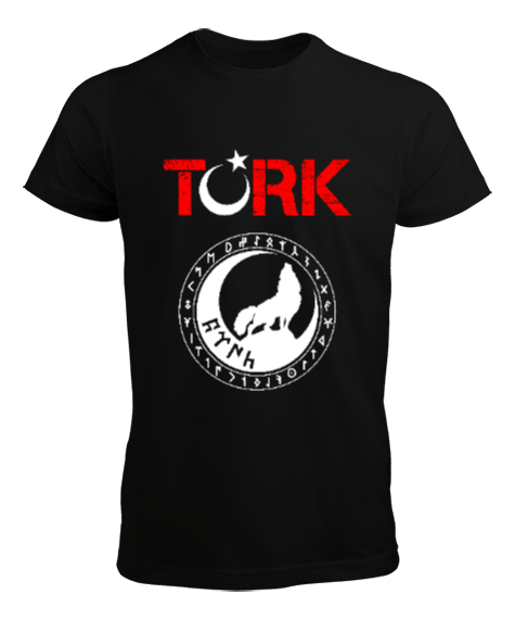 Tisho - Göktürk,Göktürk logosu,Türkiye. Siyah Erkek Tişört