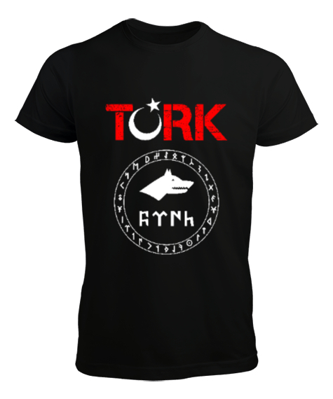 Tisho - Göktürk,Göktürk logosu,Türkiye. Siyah Erkek Tişört