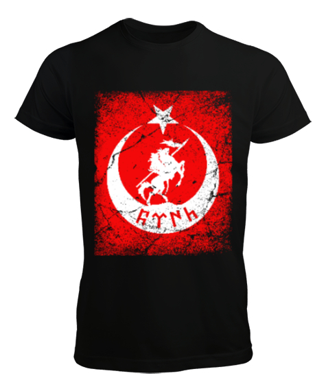 Tisho - Göktürk,Göktürk logosu,Türkiye. Siyah Erkek Tişört