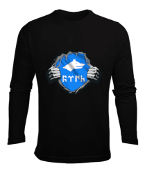 Göktürk,Göktürk logosu,Türkiye. Siyah Erkek Uzun Kol Yazlık Tişört - Tisho