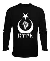 Göktürk,Göktürk logosu,Türkiye. Siyah Erkek Uzun Kol Yazlık Tişört - Tisho