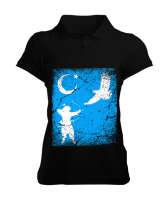 Göktürk,Göktürk logosu,Türkiye. Siyah Kadın Polo Yaka Tişört - Tisho
