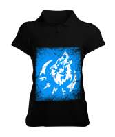 Göktürk,Göktürk logosu,Türkiye. Siyah Kadın Polo Yaka Tişört - Tisho