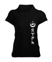 Göktürk,Göktürk logosu,Türkiye. Siyah Kadın Polo Yaka Tişört - Tisho