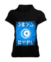 Göktürk,Göktürk logosu,Türkiye. Siyah Kadın Polo Yaka Tişört - Tisho