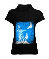 Göktürk,Göktürk logosu,Türkiye. Siyah Kadın Polo Yaka Tişört - Tisho