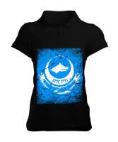 Göktürk,Göktürk logosu,Türkiye. Siyah Kadın Polo Yaka Tişört - Tisho