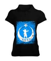 Göktürk,Göktürk logosu,Türkiye. Siyah Kadın Polo Yaka Tişört - Tisho