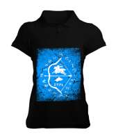 Göktürk,Göktürk logosu,Türkiye. Siyah Kadın Polo Yaka Tişört - Tisho