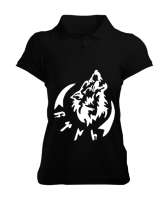 Göktürk,Göktürk logosu,Türkiye. Siyah Kadın Polo Yaka Tişört - Tisho