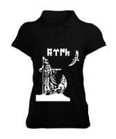 Göktürk,Göktürk logosu,Türkiye. Siyah Kadın Polo Yaka Tişört - Tisho