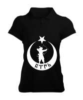 Göktürk,Göktürk logosu,Türkiye. Siyah Kadın Polo Yaka Tişört - Tisho