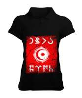 Göktürk,Göktürk logosu,Türkiye. Siyah Kadın Polo Yaka Tişört - Tisho